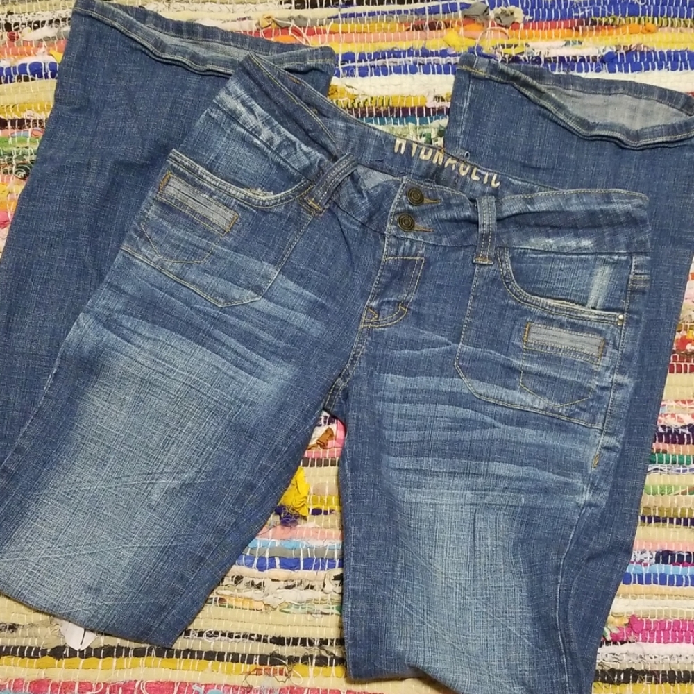 Hydraulic Flare Dark Wash Low Rise Denim Jean's